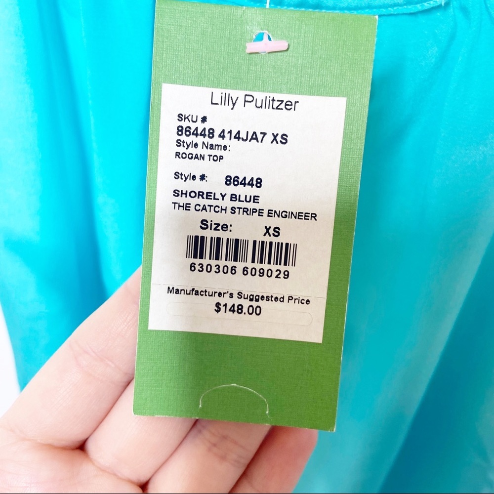 NWT Lilly Pulitzer Silk Rohan Blouse Shorely Blue - Picture 3 of 5